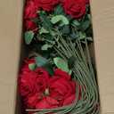 50 PCS Fake Red Roses, Artificial Red Flowers Bulk Realistic Silk Faux Rose with Stems for Wedding Decoration Anniversary Bridal Bouquet DIY Floral Arrangement Romantic Home Decor Gifts