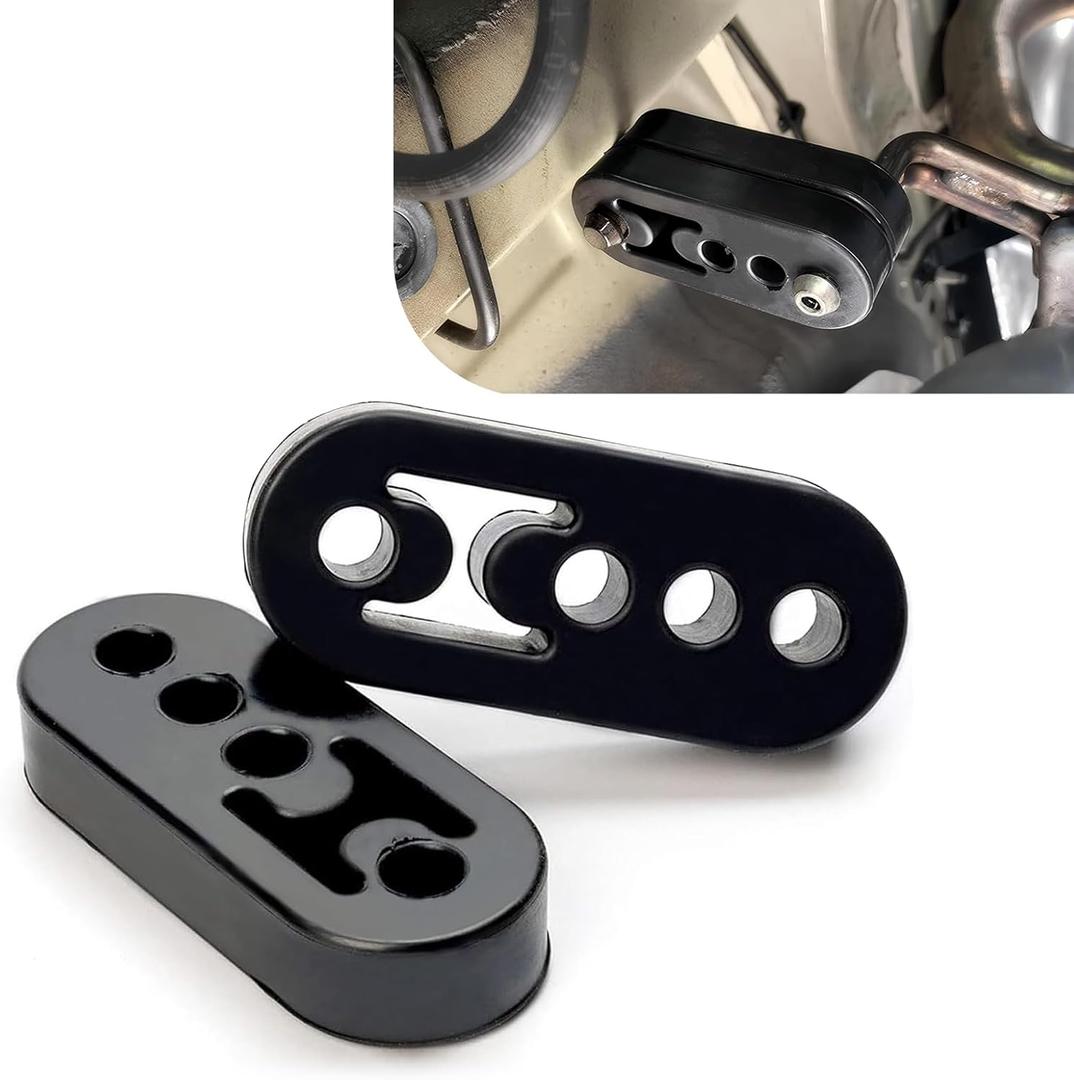 2 PCS 4 Holes Exhaust Rubber Hanger, Exhaust Pipe Support Bracket, Muffler Hanger Accessories, Universal for Most Cars (Black)