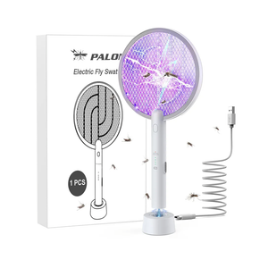 PALONE Electric Fly Swatter 4000V Bug Zapper Racket 2 in 1 Fly Swatter with 1200mAh Battery Rechargeable Mosquito Killer Lamp with 3 Layers Safety Mesh for Indoor and Outdoor