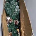 5 ft. Green Unlit Flocked Pencil Artificial Christmas Tree with w/Pine Cones