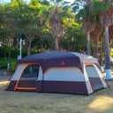 KTT Extra Large Tent 14 Person, Family Cabin Tents, 2 Rooms, Straight Wall, 3 Doors 3 Windows with Mesh, Waterproof, Straight Wall, Big Tent for Outdoor, Picnic, Camping, Gathering(Brown)
