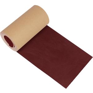 NPBAG Leather Repair Patch Kit 4 x 50 Inches, Self-Adhesive Leather Tape Upholstery Vinyl Sticker for Couches, Sofa, Furniture, Car Seats, Bags, Jackets (Crazy Horse),  Red Brown