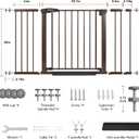 Mumeasy 29.751 Inch Extra Wide Baby Gate for Stairs, Extra Long Indoor Dog Gate for Doorways, Pressure Mounted Walk Thru Child Gate with Auto-Close, No-Drill Safety Pet Gate with Door for House,Brown