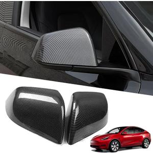 YHCDSEA Rearview Mirror Guard Cover for Tesla Model Y, Side Mirror Cover Exterior Accessories fit for Tesla Model Y 2024 2023 2022 2021 (Glossy Carbon Fiber Pattern, Model Y)