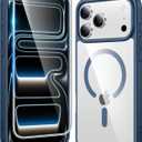 FNTCASE for iPhone 17 Pro-Max Case: Clear Magnetic Phone Cases with Screen Protector Compatible with Magsafe Slim Anti Yellowing Rugged Shockproof Protective Transparent Cell Phone Cover (B-Blue)