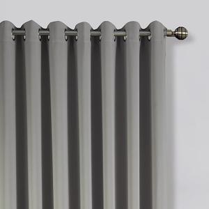 Blackout Room Darkening Eyelet Curtains - Thermal Insulating Window Curtains | Panels | Drapes - 2 Curtain Set (50" x 90", Grey)