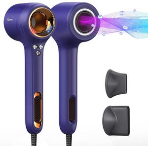Professional Ionic Hair Dryer, High-Speed Blow Dryer with 110,000 RPM Brushless Motor for Fast Drying | Lightweight, Low Noise, Thermo-Controlled Hairdryer for Women, Home/Travel (Indigo Blue)