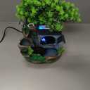 Tabletop Waterfall Fountain  11 in Rockery Humidifier with Color-Changing LED Light, Adjustable Pump & Faux Bonsai Tree, Resin Indoor Desk Fountain Dcor for Bedroom, Office, Aquarium, Meditation