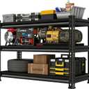 48" W Utility Garage Shelves: 1,500Lbs Heavy Duty Steel Metal Adjustable Shelving Storage Industrial Rack Units 3 Tier Black 48" W x 16" D x 36" H