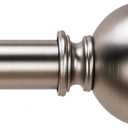 Satin Nickel Curtain Rods for Windows 18 to 45 inches, 1 Inch Modern Metal Drapery Rods, Adjustable Heavy Duty Curtain Pole with Round Finials(18"-45"Satin Nickel)