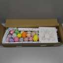 Aurelema 4 ft Easter White Birch Tree with 48 LED Lights, USB Powered Timer, 24 Hanging Easter Egg Ornaments, Tabletop Artificial Tree for Indoor Outdoor Spring Home Decor(Ornate)