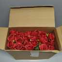 Jexine 120 Pcs Artificial Rose Flowers Bouquet Silk Realistic Flowers Bulk Centerpieces DIY Bride Fake Rose for Home Bridal Wedding Party Decorations(Red)