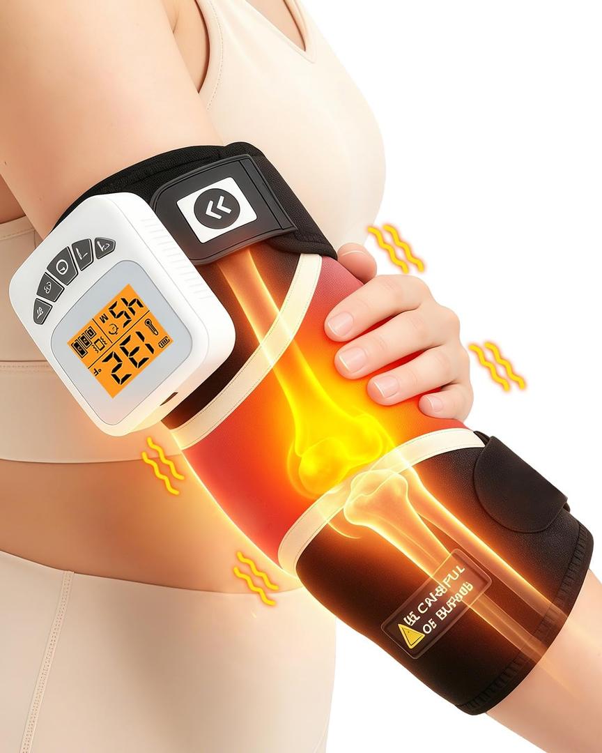 CAMECO 2in1 Cordless Elbow Massager with Heat for Tennis Elbow & Tendonitis Pain Relief, 5000mAh Battery & 104℉140℉ Arm Heating Pad Sleeve with Vibration, Rechargeable Heated Elbow Wrap Brace