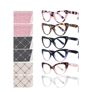 6 Pack Fashion Cat Eye Reading Glasses for Women Blue Light Blocking Oversized Spring Hinges Computer Readers +1.75