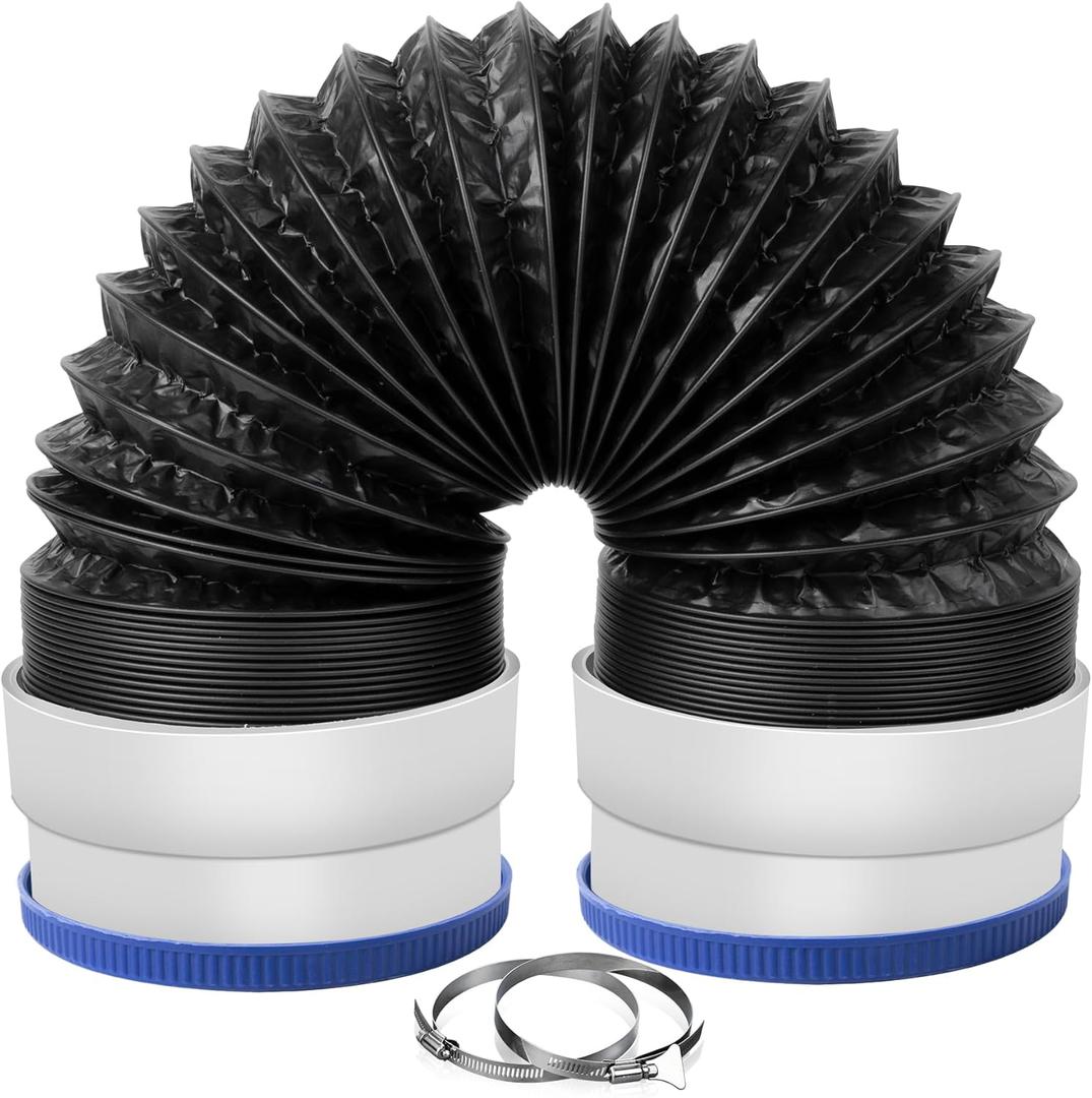 4Inch Flexible Dryer Vent Hose, 5FT 6-Layer Aluminum Dryer Duct with Rubber Seals Connectors, Heat-Resistant Exhaust Hose for Tight Spaces, Universal Dryer Vent Ventilation Kit with 2 Clamps