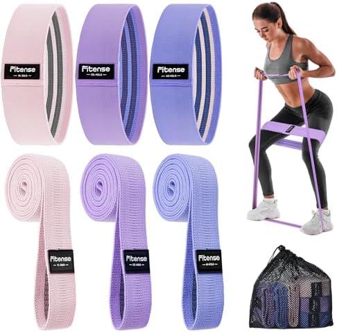 Fitense Fabric Resistance Bands for Working Out - Booty Bands for Women Men with Workout Bands Guide, Exercise Bands Resistance Bands Set for Leg, Butt, Glute Bands for Home Gym Fitness, Yoga, Pilates