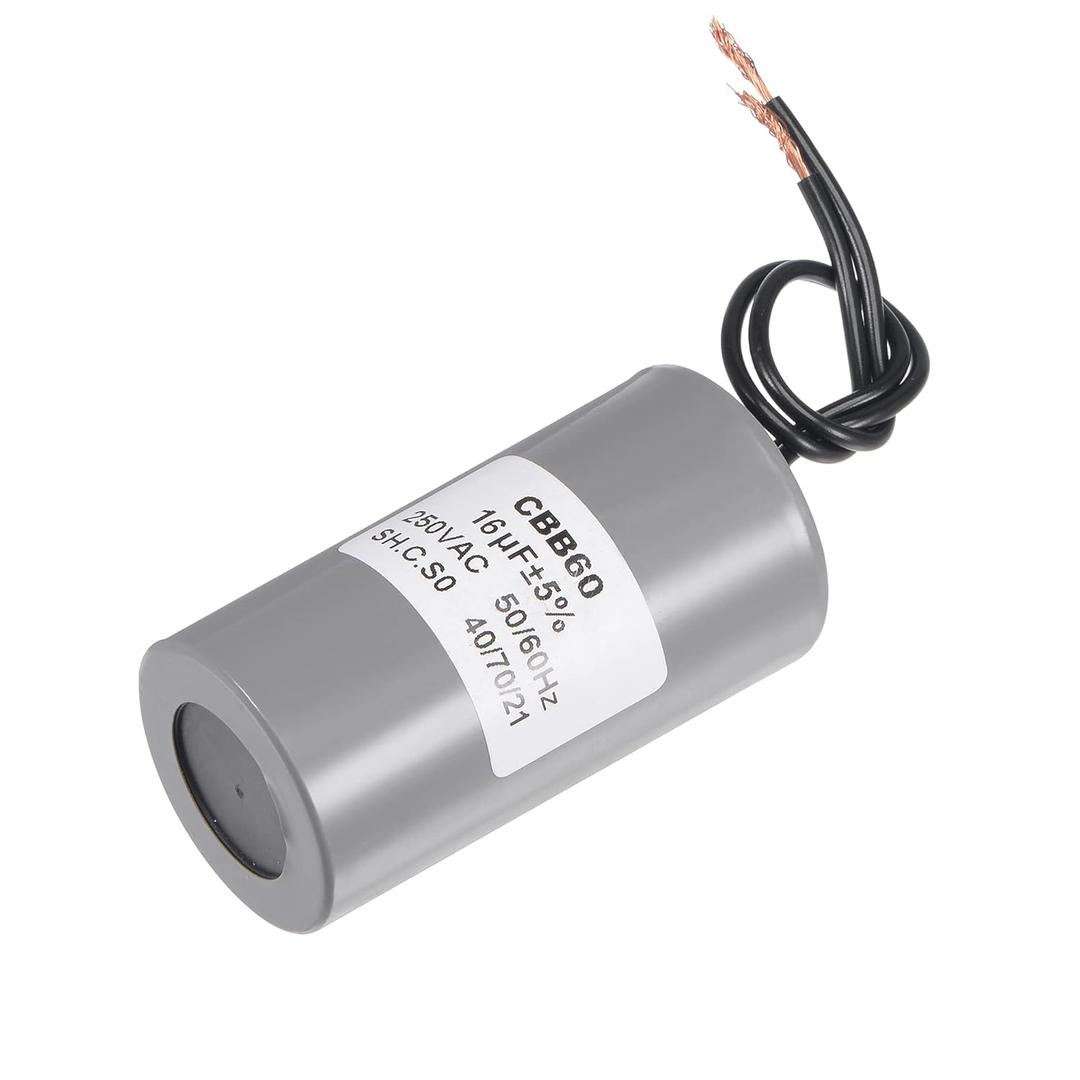 MECCANIXITY CBB60 Run Capacitor 16uF 250V AC 2 Wires 50/60Hz Cylinder Motor Running Capacitor 75x38mm for Air Compressor Water Pump
