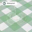 misaya Round Waterproof Vinyl Table Cloth, Buffalo Flannel Backed Tablecloth, Wipeable Plastic Table Cover for Dinner, Kitchen, Outdoor (60", Sage Green and White)