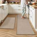 2 x Ileading Kitchen Rugs Set of 2, Anti Fatigue Cushioned Floor Mats for Kitchen, Non Slip Rubber Backing Polypropylene Woven Runner Rug, Heavy Duty & Slip Resistant Standing Mat