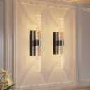 camuucci Battery Operated Wall Sconces Set of 2 Rechargeable Battery Powered Wall Light with 12000mAh Not Hardwired Dimmable Wall Lamp Fixtures for Bedroom Living Room Black 20.9 Inches