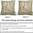 Spring Summer Pillow Covers 16x16 Inch Set of 2 Easter Bunny Floral Cotton Linen Decorative Throw Pillow Case Rabbit Flower Botanical Plant Cushion Cover for Bedroom Sofa Living Room Chair Home Decor