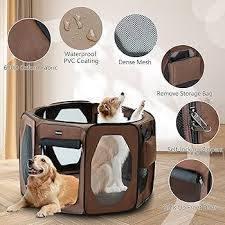 Nasonet Dog Playpen 29" Portable Pet Play Pens for Small Dog/Cat/Rabbit/Chicks, Foldable Exercise Kennel Tent Crate Indoor/Outdoor Travel Camping, Removable Top/Bottom (Brown, Small (29"x29"x15"), 8)