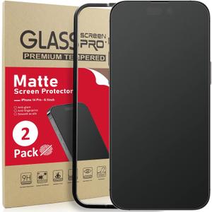 Ambison [2 Pack Matte Glass Screen Protector Designed for iPhone 14 Pro, Dynamic Island Compatible/Install Frame/Bubble Free/Anti-Glare, 9H Tempered Glass Clear for iPhone 14 Pro 2022 6.1inch