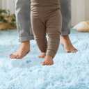 YJ.GWL Area Rugs for Living Room Bedroom, 5x8 Machine Washable Large Light Blue Carpet, Soft Fluffy Shaggy Thick Big Shag Indoor Floor Rug for Kids Boy and Girls Room Dorm Home Decor Aesthetic