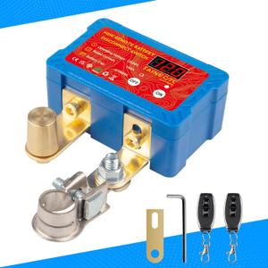 Battery Kill Switch for Car - Remote Battery Disconnect Switch 12V/24V 140A with LED Voltage Display | Anti-Theft & Battery Drain Protection | Compact Design for Vehicles Battery Up to 100AH