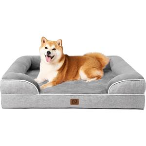 EHEYCIGA Orthopedic Dog Beds for Large Dogs, Waterproof Memory Foam Large Pet Bed with Sides, Non-Slip Bottom and Egg-Crate Foam Dog Couch Bed with Washable Removable Cover, Grey (35.0"L x 22.0"W x 6.5"Th)