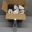 Maxcheck 6 Set 16 oz Plastic Wine Bottles Set with Labels Stickers Airtight 750ml Empty Clear Liquor Bottles with Lid for Homemade Extracting Liqueur Suitable for Gift Giving