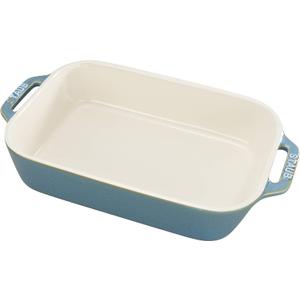 STAUB Ceramics Rectangular Baking Dish, 10.5x7.5-inch, Rustic Turquoise