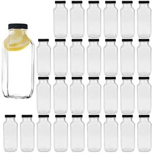 Encheng 8 oz Glass Bottles,Reusable Glass Water Bottle With Airtight Lids,Vintage Drinking Jars for Smoothies, Kombucha,Tea,Juicing Bottles Beverage Milk Bottle With Caps,Liquid Storage Jars 30pack