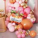Fall Balloons Garland Arch Kit, 142Pcs Orange Pink Hotpink Nude Gold Balloons with Pumpkin Mylar Balloon for Hello A Little Pumpkin Baby Shower Autumn Birthday