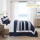 Finlonte Navy Oversized King Bedspread 120"x120" - 3 Pieces 100% Cotton Striped Bedspread Coverlet Set, Lightweight Quilted Bed Spread, Modern Oversized Queen Quilt with 2 Pillowshams, Navy/Gray/White