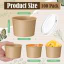 Yungyan 100 Pcs Kraft 8 oz Ice Cream Bowls with Lids Disposable Paper Snack Bowls Soup Containers Dessert Cups for Cold Hot Food Birthday Party Supplies (Classic Style)