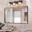 Modern Bathroom Vanity Light, 3-Light K9 Crystal Bathroom Lighting Fixtures Over Mirror, Black Vanity Light with Square Shade