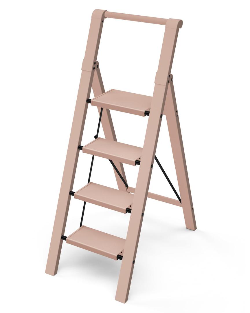 Taranta 3 Step Ladder,Aluminum Step Stool Foldable-Peach Pink