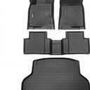 HAFIDI Floor Mats & Cargo Liner Set Fit for 2016-2021 Honda Civic Sedan & 2017-2021 Civic Si (Not for Hatchback/Coupe/Type R) All Weather TPE Car Full Set Floor Liners Custom Accessories - Black