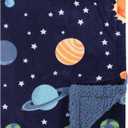 Hudson Baby Unisex Baby Plush Mink and Sherpa Blanket, Solar System, One Size