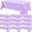 12 Pack Satin Polyester Tablecloth Purple Rectangle Table Cloth Bright Silk Smooth Fabric Tablecloth for Wedding Banquet Party Events Birthday Celebration Anniversary Table Dcor(57"x108",Lavender)