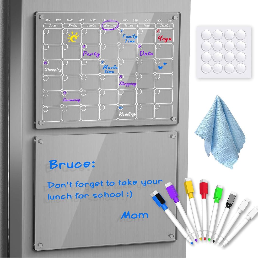 Magnetic Dry Erase Calendar for Refrigerator, 16 x 12 Inch Monthly Calendar and Blank Dry Erase Board for Refrigerator