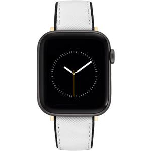 Nine West Fashion Strap Band for Apple Watch Secure, Adjustable (42mm (Series 1-3), 44/45/46/49mm (Ultra & Ultra 2), White/Black/Gold)