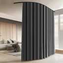 Room Divider Curtains with Ceiling Curtain Track Set Window Curtain for Bedroom,Living Room Total Blackout Thermal Insulated Privacy Ceiling Track Curtain W 9 H 9 FT Deak-Grey drape&Black track