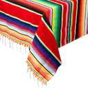 OurWarm 59 x 84 Inch Mexican Blanket Striped Tablecloth for Mexican Party Decorations, Large Square Cotton Mexican Serape Blanket Outdoor Table Cover Table Cloth
