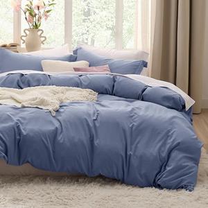 Bedsure Slate Blue Duvet Cover Queen Size - 3 Pieces Prewashed Extra Soft Bedding Set, Includes 1 Duvet Cover 90x90 Inches with Zipper Closure & 2 Pillow Shams, Comforter Not Included