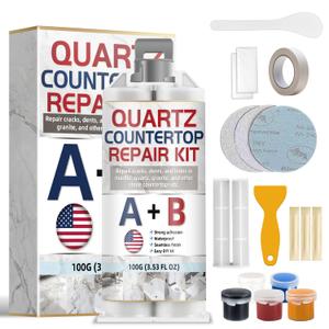 Quartz Countertop Repair Kit, Granite Repair Kit, Strong Bond, Seamless Fix, Ideal for Mable, Porcelain, Tile, Sink Crack, Chip Scratch, Hole, 100g