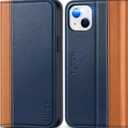 TUCCH Case for iPhone 13 Wallet Case 5G, [Card Holder] Slots Folio PU Leather Cover, Kickstand Flip Case with [TPU Shockproof Interior Case] Compatible with iPhone 13 6.1-inch 2021, Brown & Dark Blue