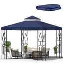 Morikoro 10x10 Canopy Replacement Top Double Tiered Gazebo Cover for Yard, Patio & Garden Durable Sunshade Replacement (Navy Blue)