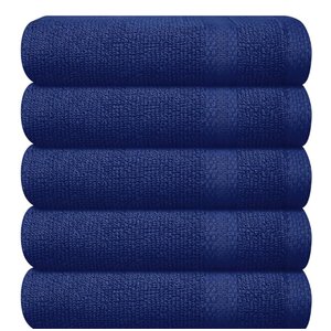 Premium Wash Cloths Set, 12 by 12 Inches, 100% Cotton Ring Spun, Highly Absorbent and Soft Feel Essential Washcloths for Bathroom, Spa, Gym, and Face, Navy Blue (Pack of 5)